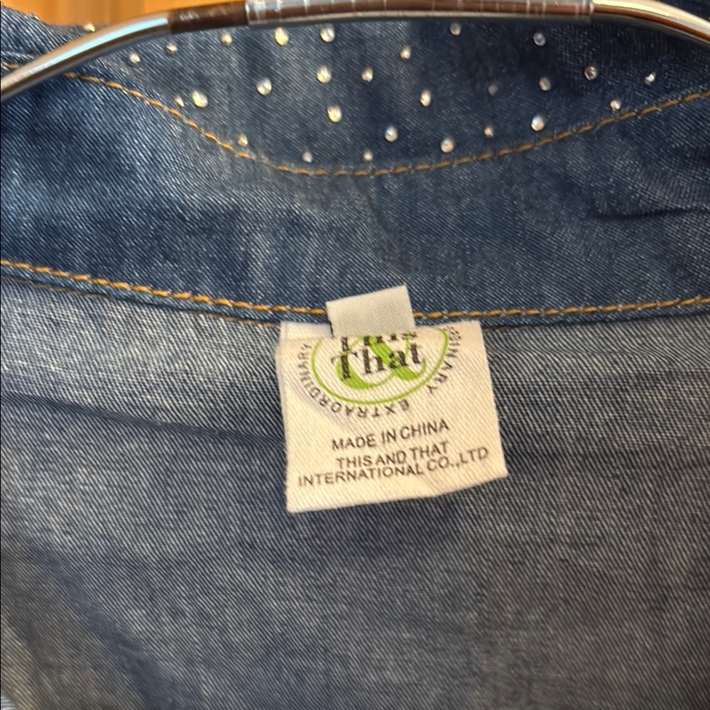 Women's Blue Denim Button Down Shirt - Picture 3 of 14